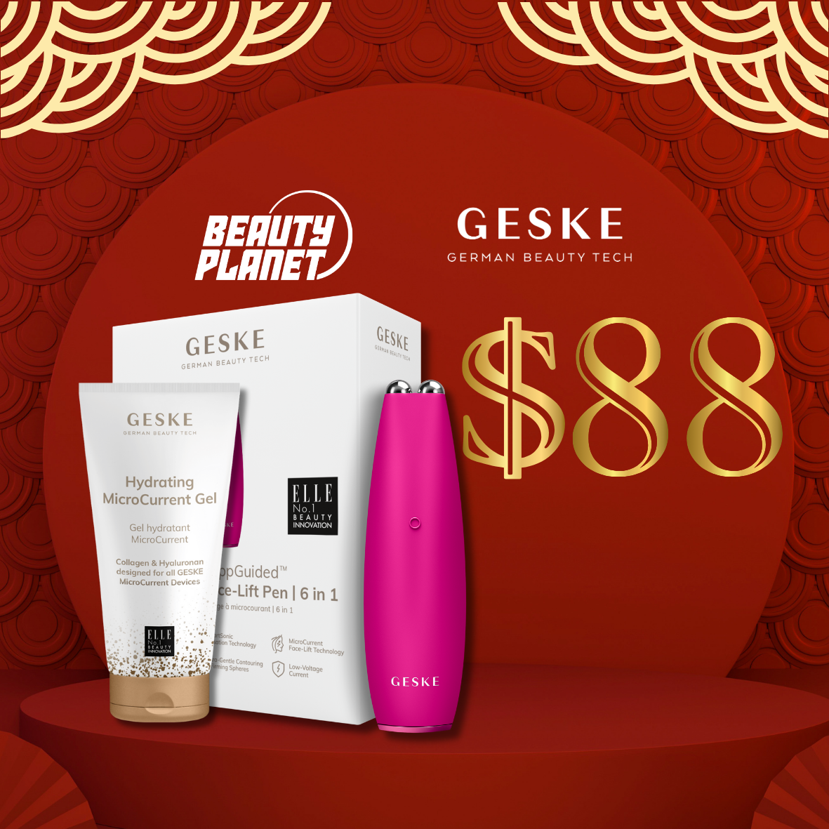 CNY 88 Bundle-Geske MicroCurrent Face-Lift Pen | 6 in 1 & Hydrating MicroCurrent Gel