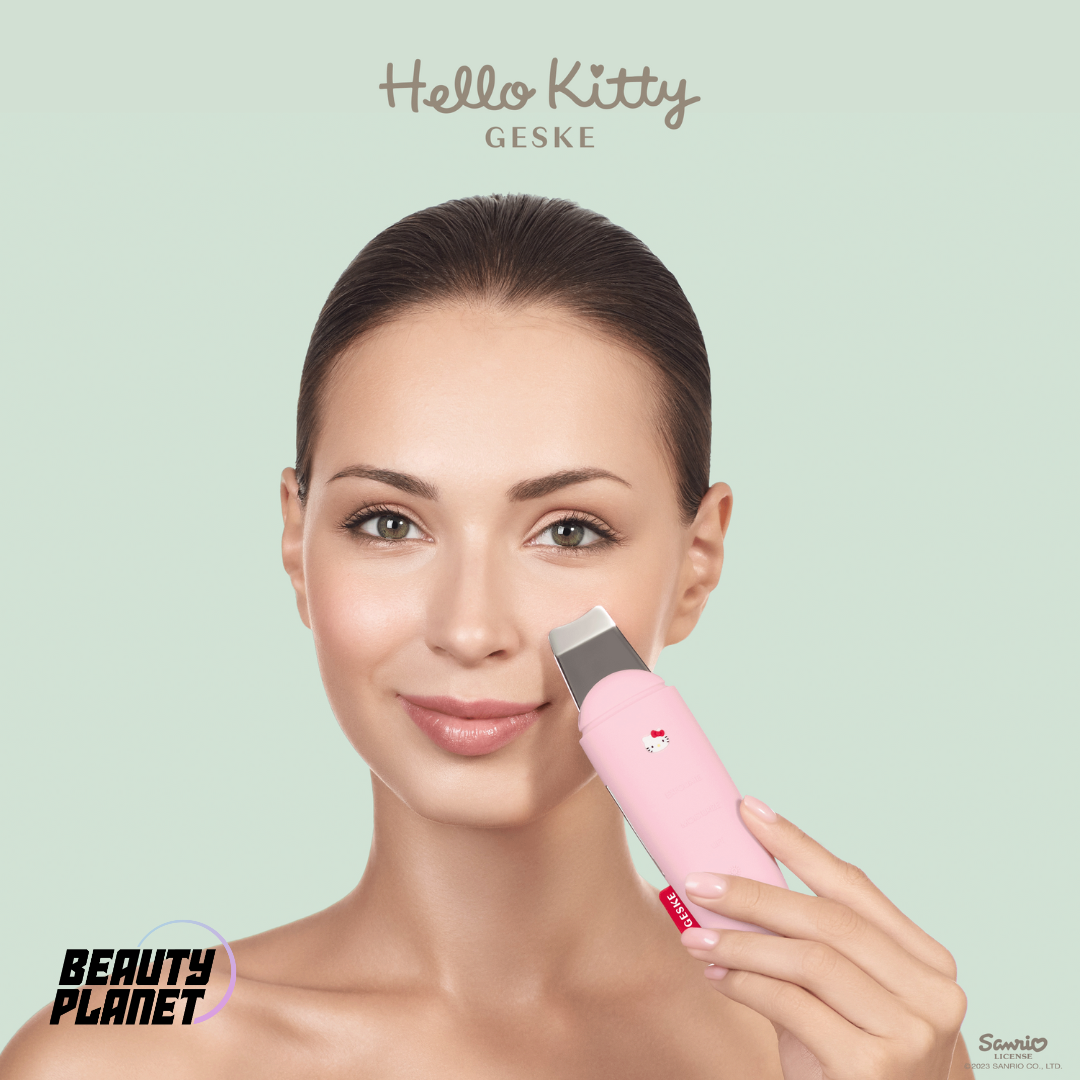 Hello Kitty Geske SmartAppGuided™ MicroCurrent Skin Scrubber & Blackhead Remover | 9 in 1