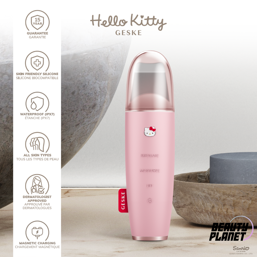 Hello Kitty Geske SmartAppGuided™ MicroCurrent Skin Scrubber & Blackhead Remover | 9 in 1