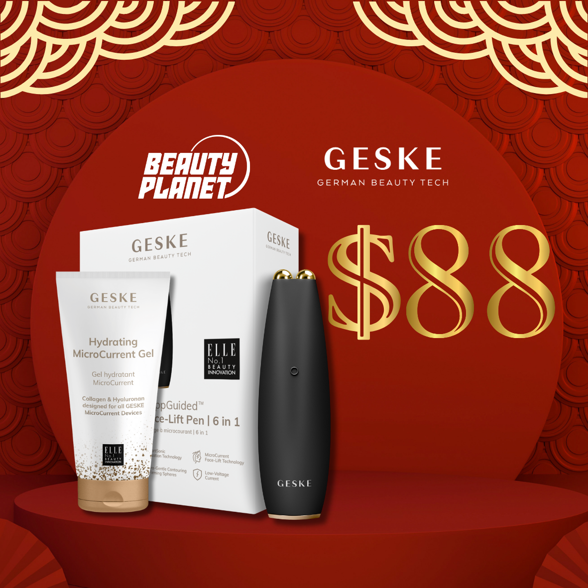 CNY 88 Bundle-Geske MicroCurrent Face-Lift Pen | 6 in 1 & Hydrating MicroCurrent Gel