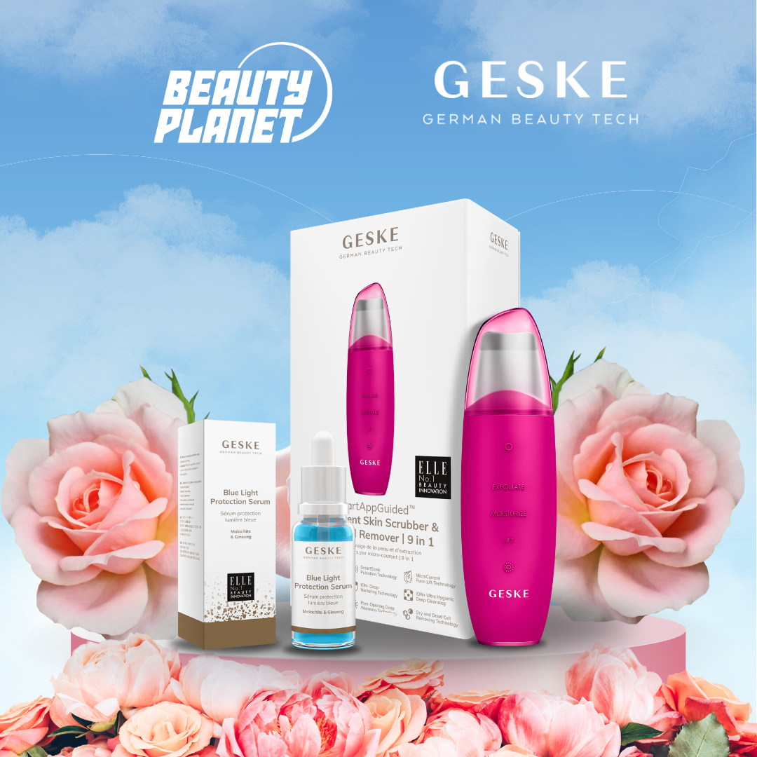 Geske MicroCurrent Skin Scrubber &amp; Blackhead Remover &amp; Blue Light Protection Serum