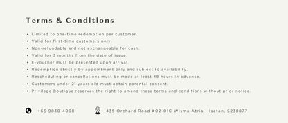 Privilege Boutique 1 FOR 1 Yang Sheng Massage $68