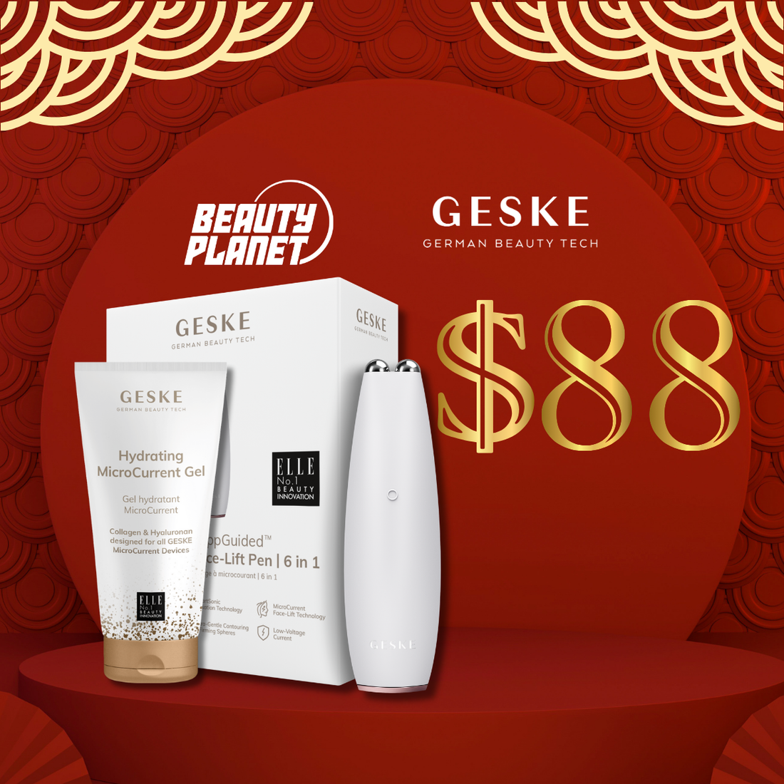 CNY 88 Bundle-Geske MicroCurrent Face-Lift Pen | 6 in 1 &amp; Hydrating MicroCurrent Gel